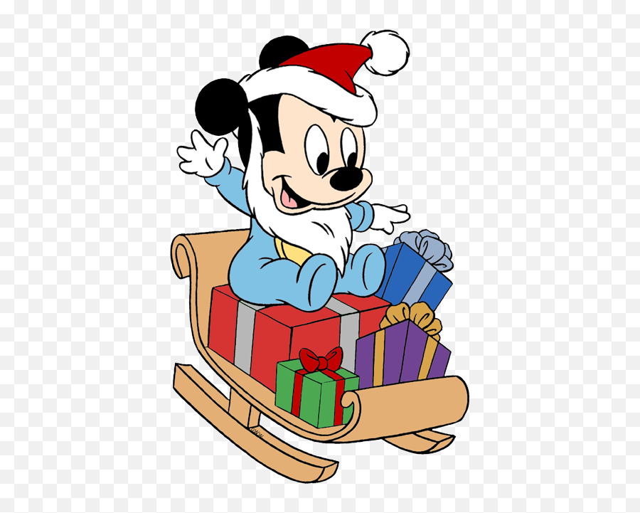 Download Mouse Ornaments Baby Mickey On Sled - Baby Mickey Emoji,Mickey Mouse Christmas Clipart