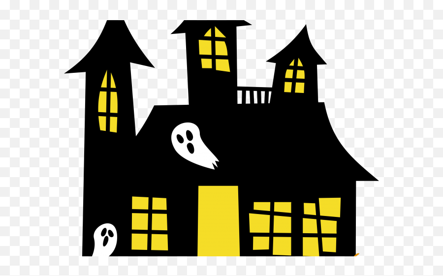 Halloween Haunted House Silhouettes Png - Drawing Cartoon Haunted House Emoji,Neighborhood Clipart
