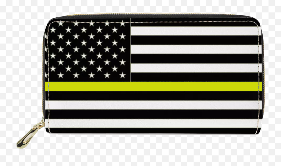 Ref - 003 Thin Gold Line Flag Zippered Wallet For 911 Emergency Dispatcher Or Gift For Wife Husband Family Yellow Logo Us Flag Small Emoji,Gold Line Png