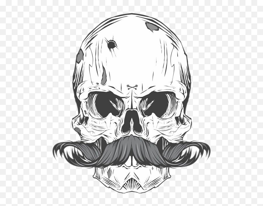 Download Tattoo Bearded Skull Calavera - Tattoo Caveira Com Bigode Emoji,Moustache Clipart