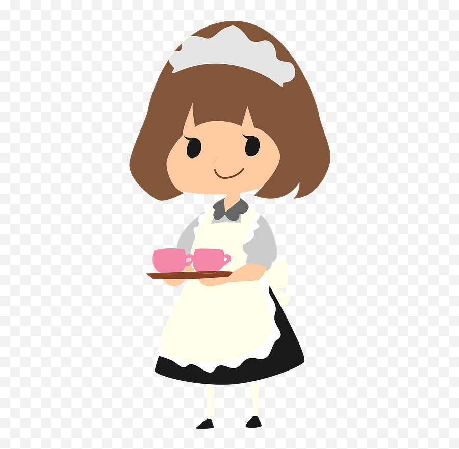 Cafe Waitress Clipart - Clip Art Maid Emoji,Waiter Clipart