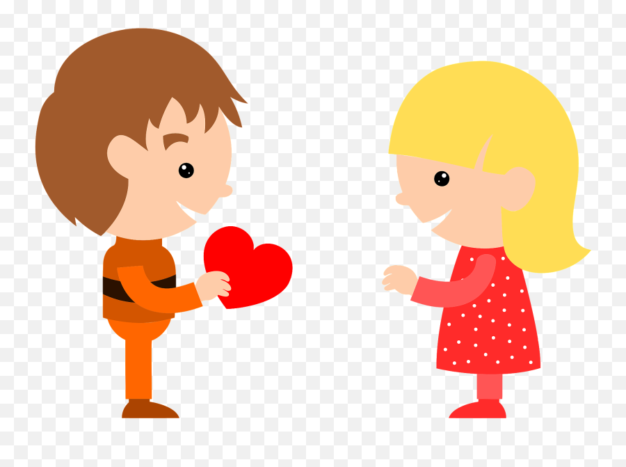 Boy Giving Valentine Heart To Girl Clipart Free Download Emoji,Giving Hands Clipart