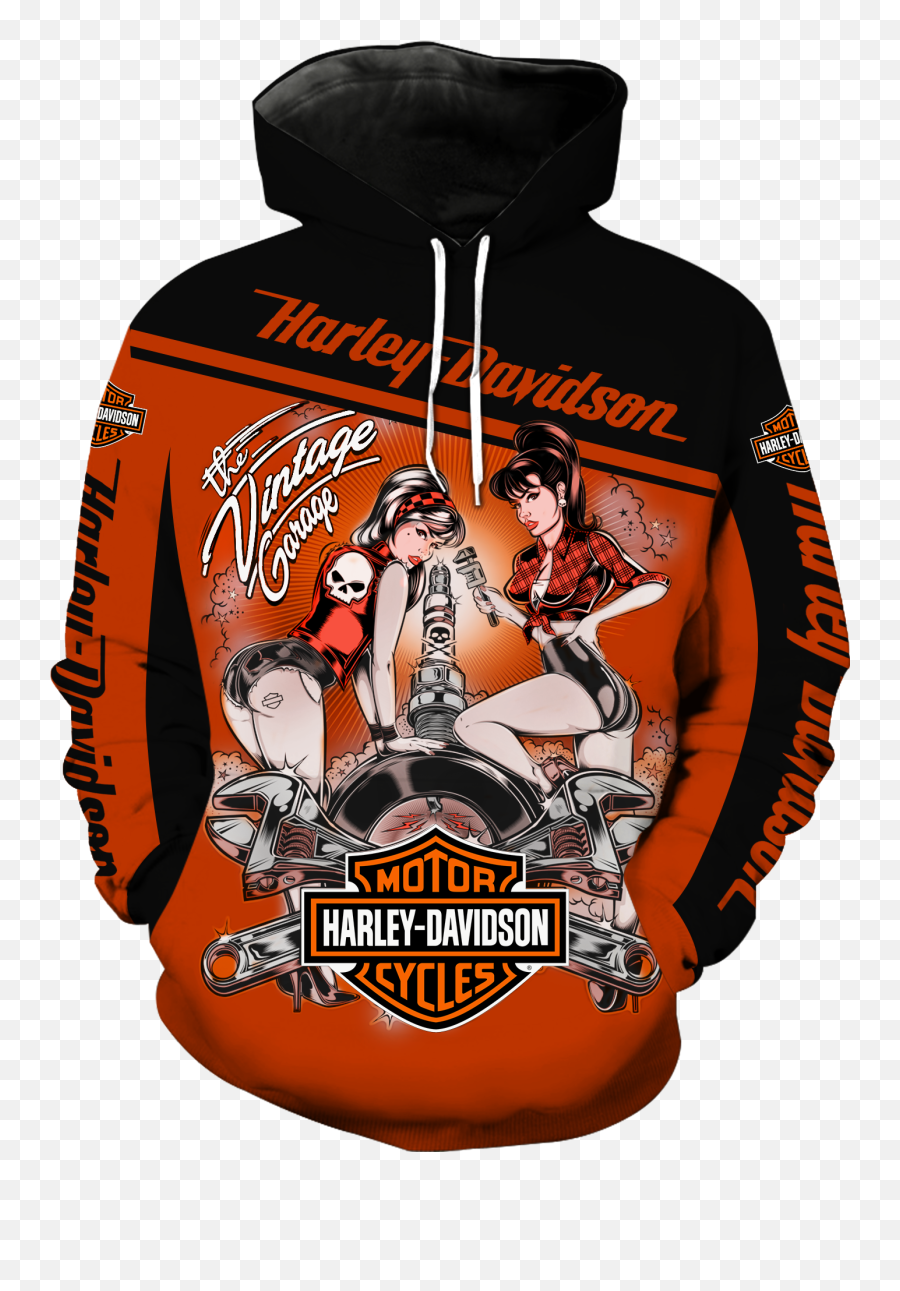Harley - Davidsonmotorcyclebikerpulloverhoodiecustom3d Emoji,Vintage Harley Davidson Logo