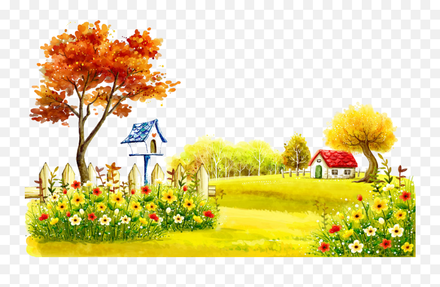 Download Scenery Theatrical Illustration Autumn Village Emoji,Christmas Village Clipart