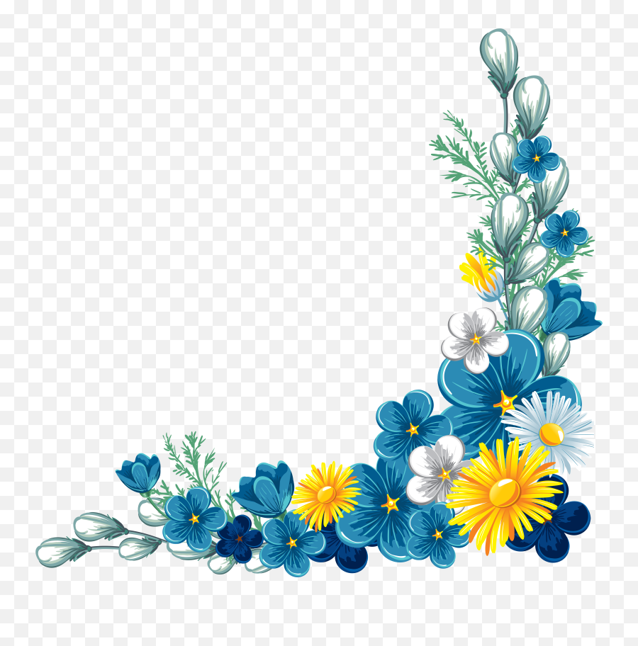 Graphics Patterns Flowers Floral - Border Blue Flower Clipart Emoji,Flower Border Png