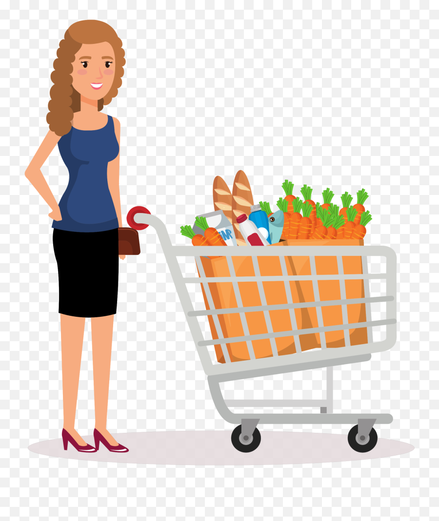 Cart Clipart - People Shopping With Cart Clipart Emoji,Shopping Cart Clipart