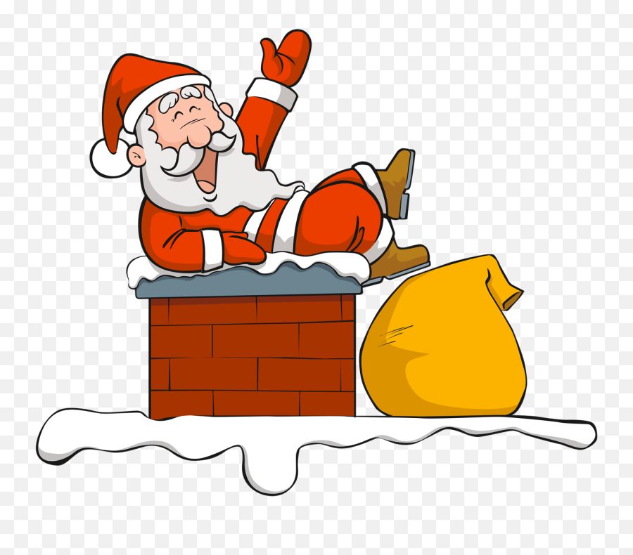 Chimney Clipart With Santa Face - Clip Art Santa In Chimney Emoji,Santa Face Clipart