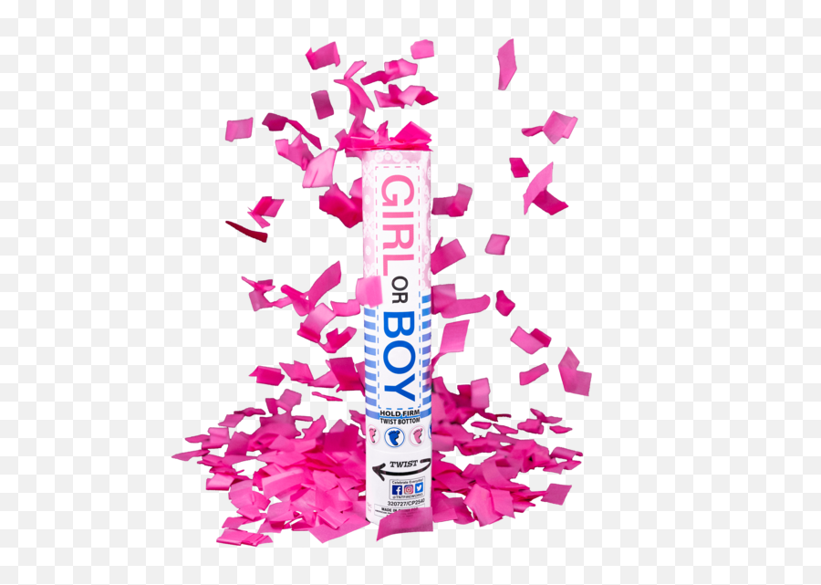 Gender Reveal Pink Confetti Cannon - Girly Emoji,Pink Confetti Png