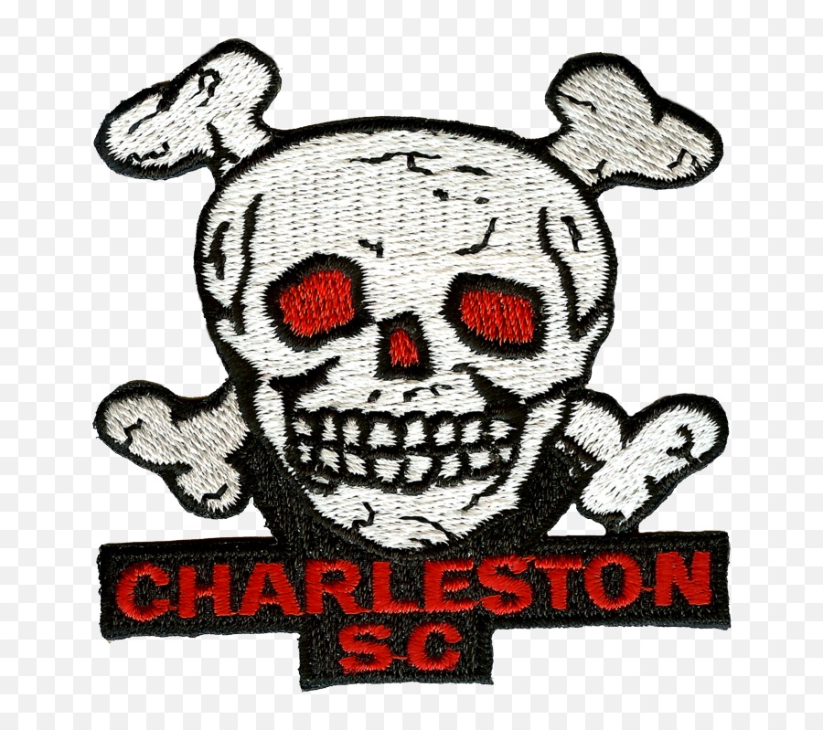 Red - Eyed Skull And Crossbones Charleston Sc Embroidery Patch Emoji,Skull Crossbones Png
