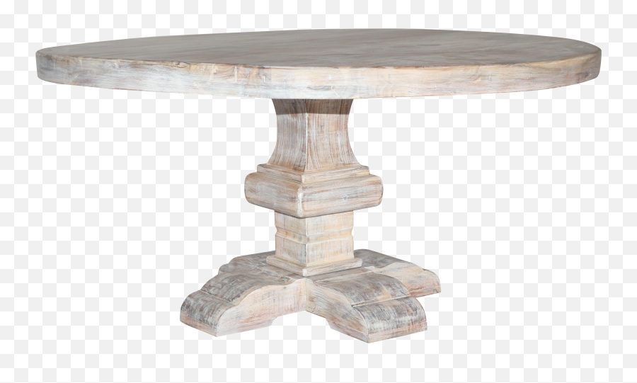 Farmhouse Solid Wood White Wash Round Dining Table Round Emoji,Wooden Table Png
