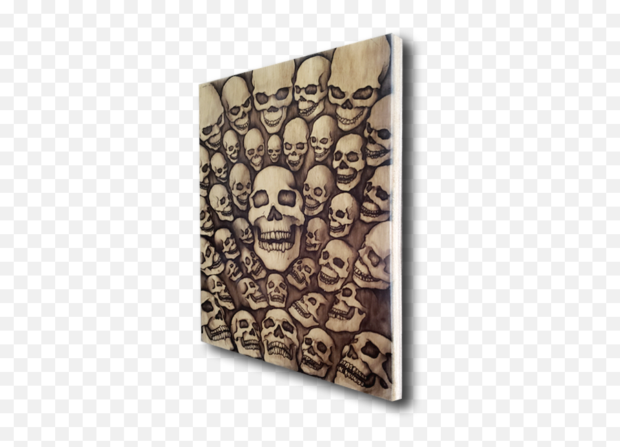 40 Skulls Wood Print Black On A Wood Background Emoji,Wood Background Png