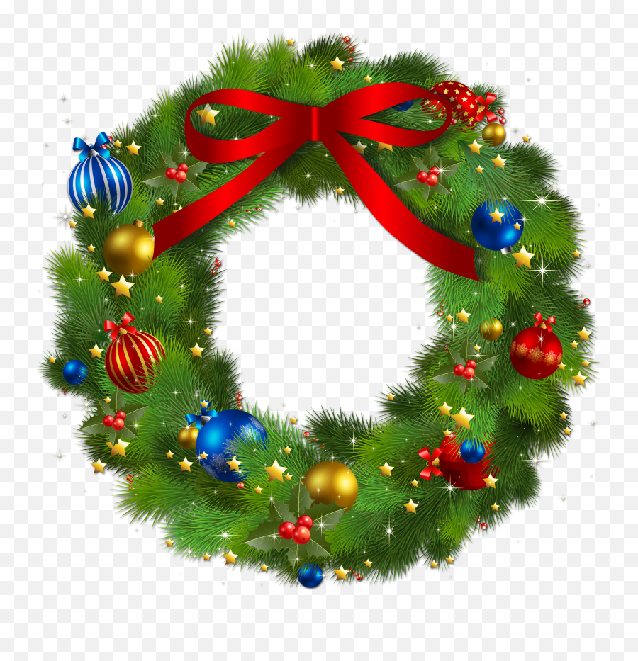 Christmas Wreath Bow - Christmas Wreath Clipart Emoji,Christmas Wreath Png