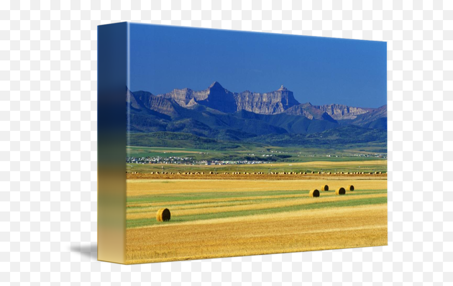 Farmland With Mountain In Background Pincher Cree By Design Pics - Steppe Emoji,Mountain Transparent Background