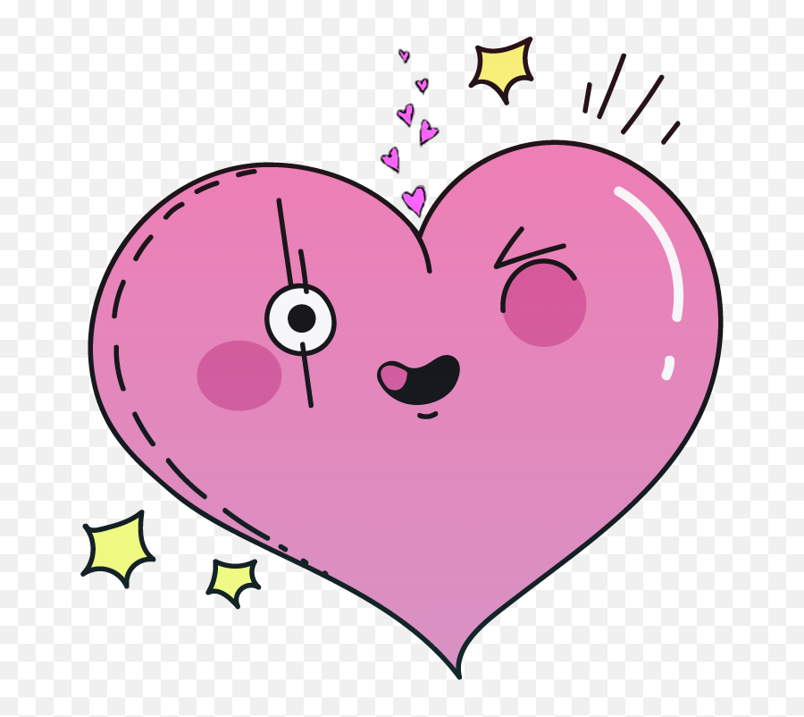 Download Heart Hearts Tumblr Kawaii - Heart Cartoon Sticker Png Emoji,Cartoon Heart Png