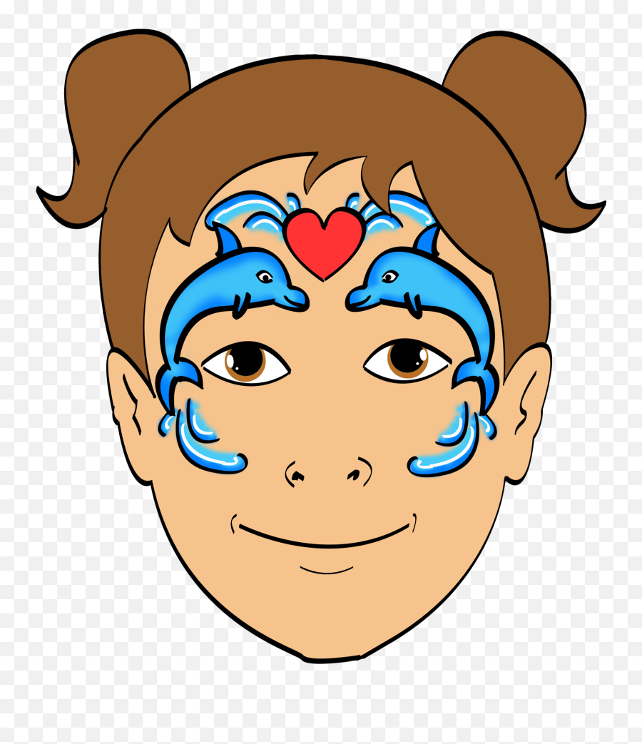 Dolphin Face Paint Design Clipart - Full Size Clipart Dolphin Face Paint Emoji,Paint Clipart