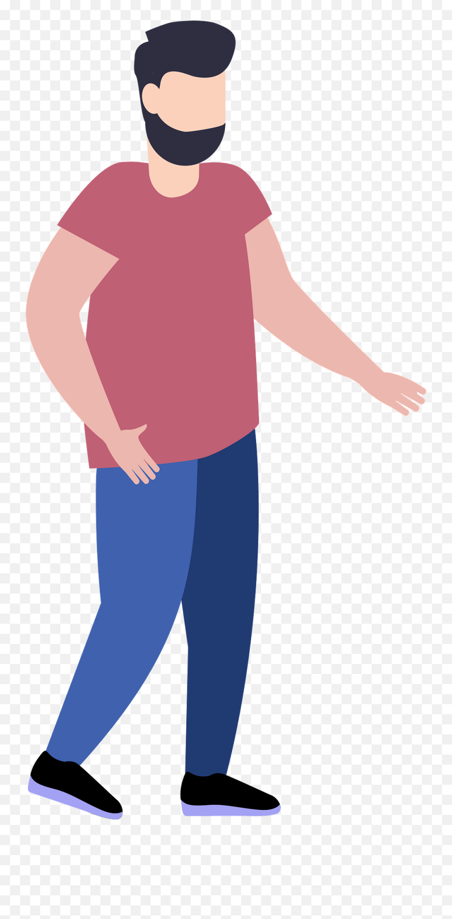Man With Beard Clipart - Bearded Man Standing Clipart Png Emoji,Beard Clipart