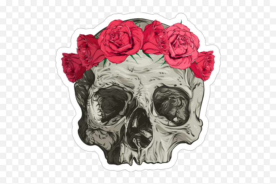 Skull In Flower Headband Sticker Emoji,Transparent Purple Flower Crown