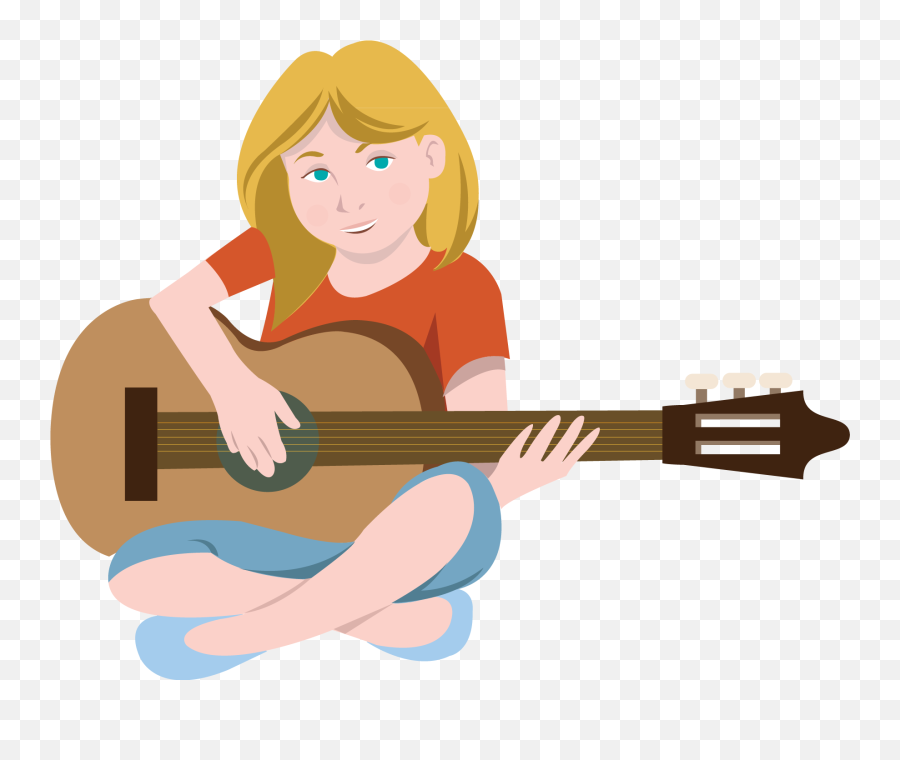 Female Guitar Clipart - Playing Guitar Clipart Emoji,Guitar Clipart
