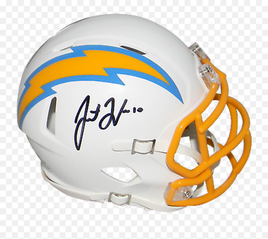 Justin Herbert Los Angeles Chargers Autographed Mini Speed Helmet - Revolution Helmets Emoji,Los Angeles Chargers Logo
