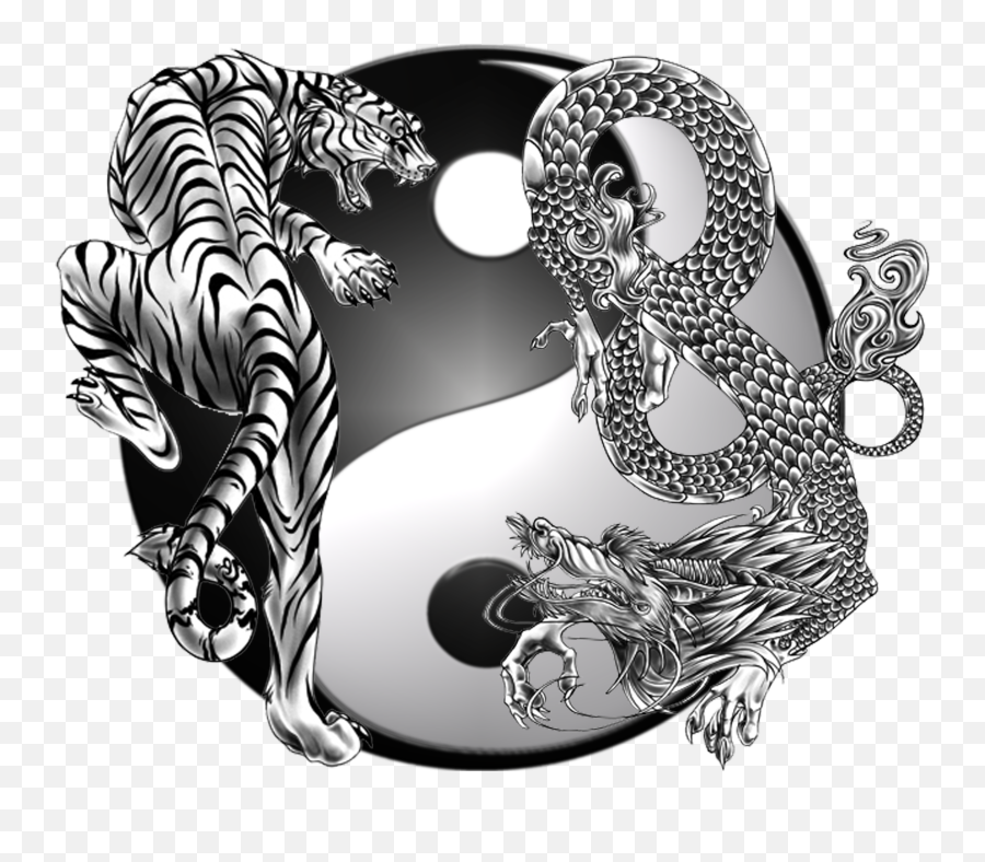 Yin Yang Dragon Png Png Image With No - Dragon And Tiger Yin Yang Emoji,Yin Yang Png