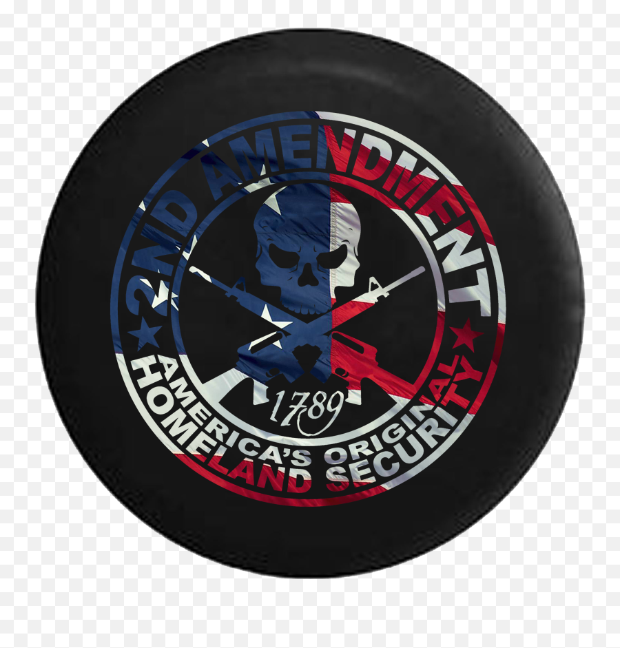 2nd Amendment Homeland Security Skull Rifles Waving American Flag Jeep Camper Spare Tire Cover Custom Size - V652 Emoji,Waving American Flag Png