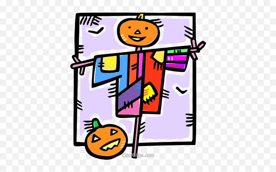 Scarecrow And A Pumpkin Royalty Free Vector Clip Art Emoji,Scarecrows Clipart