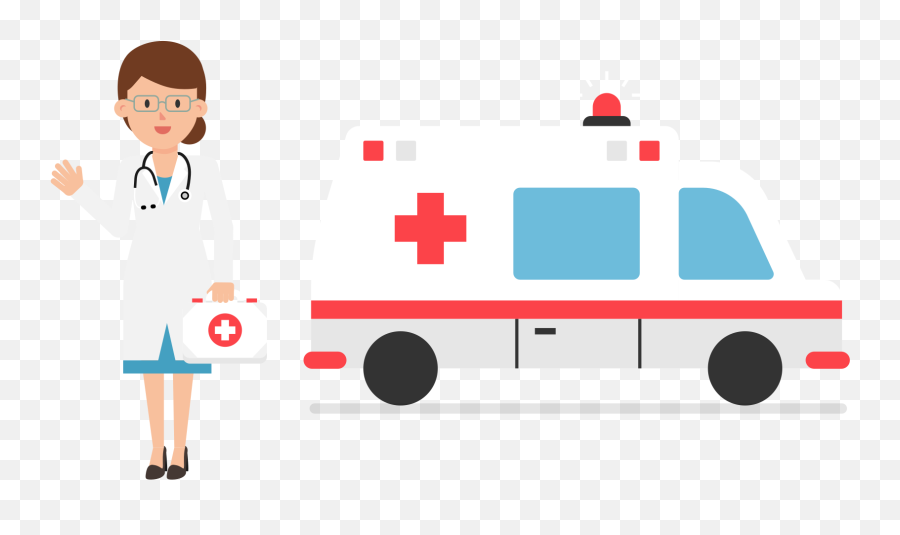 Open - Doctor And Ambulance Cartoon Emoji,Ambulance Clipart