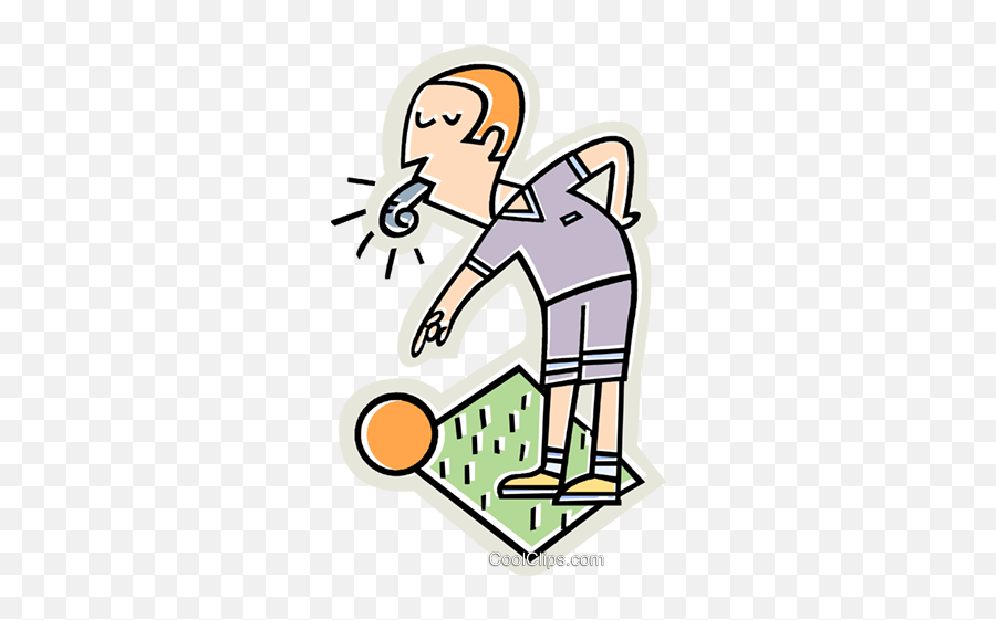 Referee Blowing Whistle Royalty Free Vector Clip Art - Drawing Emoji,Whistle Clipart