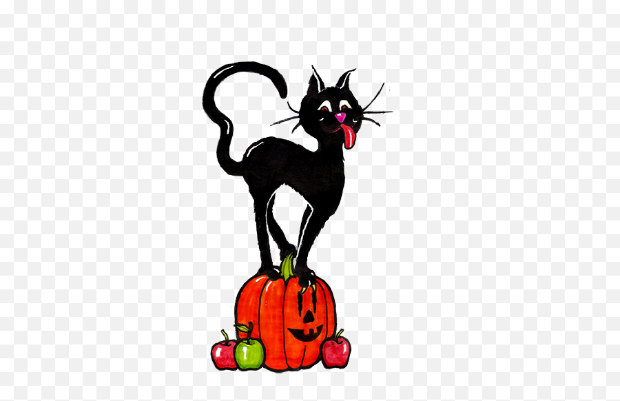 Get The Darn Cat Off The Pumpkin Clipart Illustration - Gourd Emoji,Clipart Studio