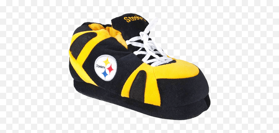 Pittsburgh Steelers - Happy Feet Comfy Feet Officially Licensed Mens And Womens Nfl Sneaker Slippers Emoji,Steelers Logo Black And White