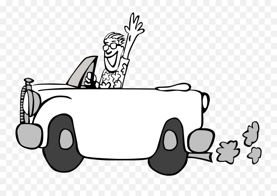 Car Black And White Car Drawing Clipart - White Car Driving Cartoon Emoji,Drawing Clipart