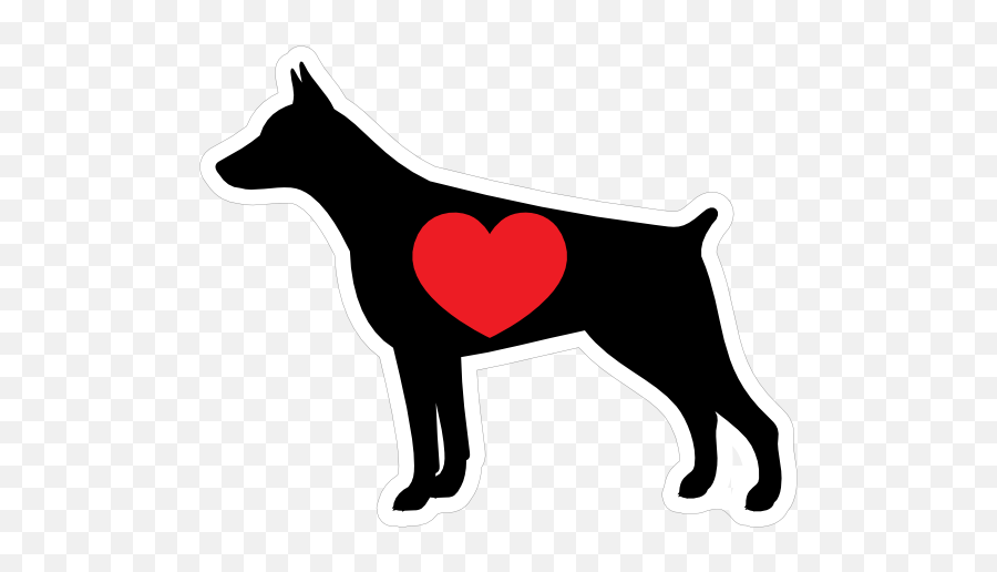 I Love My Doberman Pinscher Silhouette With Heart Sticker - Northern Breed Group Emoji,Heart Silhouette Png