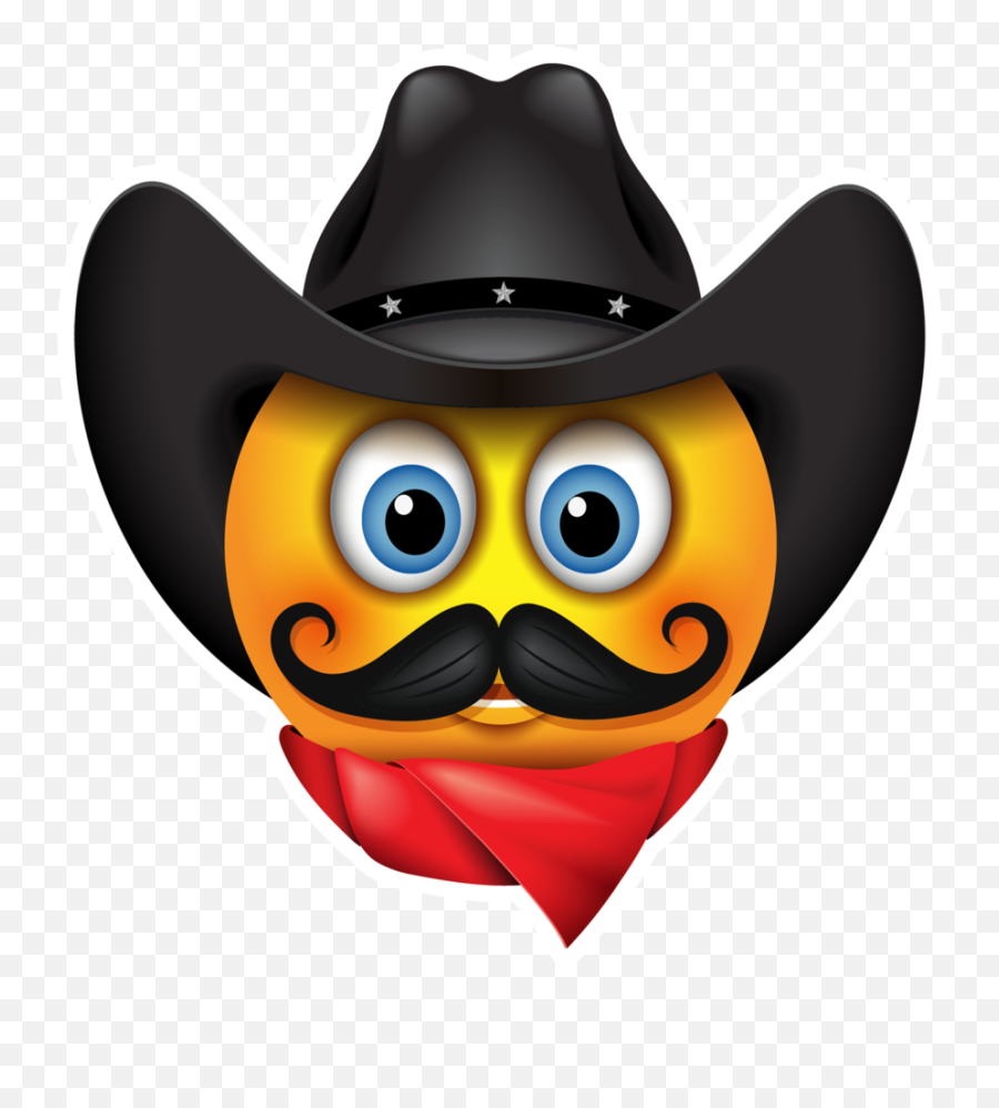 Everyday Emojis - Cowboy Emoji With A Mustache,Cowboy Emoji Png
