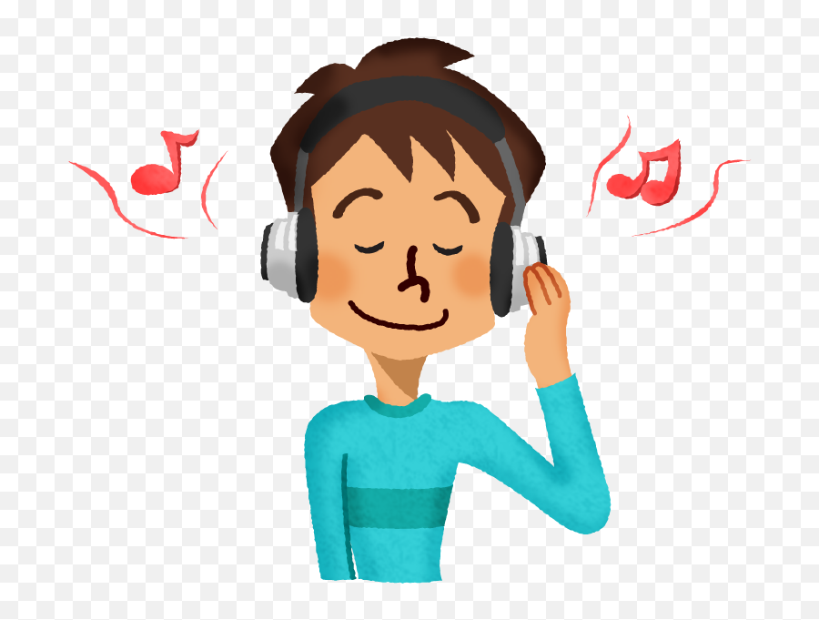 Man Listening Music On Headphones Free Clipart Emoji,Listening To Headphones Clipart