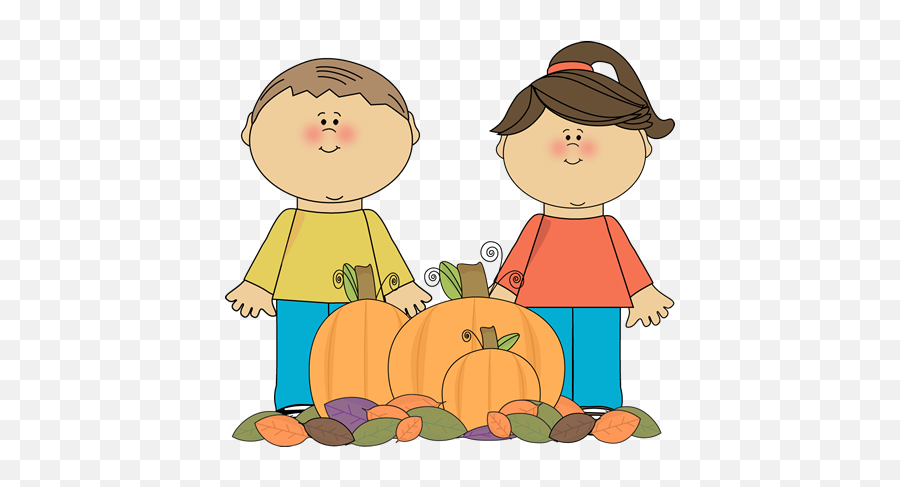Kids With Fall Pumpkins Clip Art - Fall Kids Clipart Emoji,Pumpkin Clipart