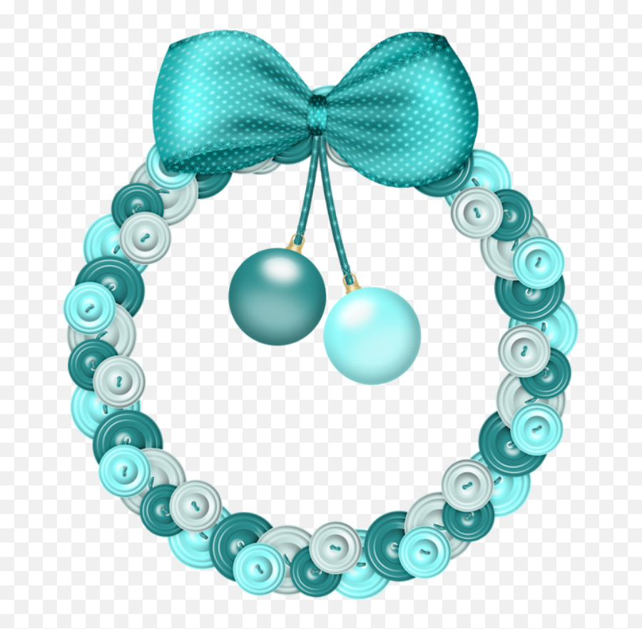 Christmas Blue Wreath Clip Art - Teal Christmas Garland Clip Corona Navidad Png Azul Emoji,Christmas Wreath Clipart