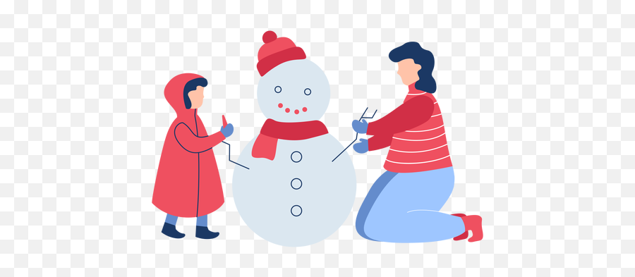 Winter People Snowman Flat - Playing In The Snow Emoji,Winter Png