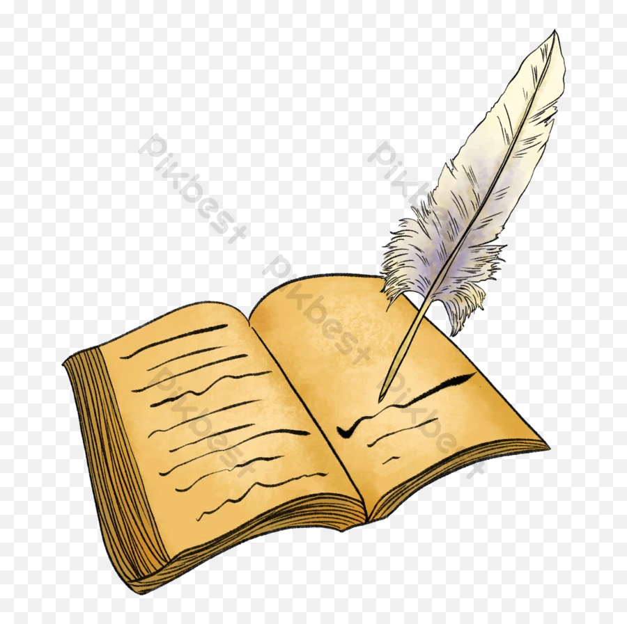 Cartoon Book Feather Pen Element Png Images Psd Free Emoji,Cartoon Book Png