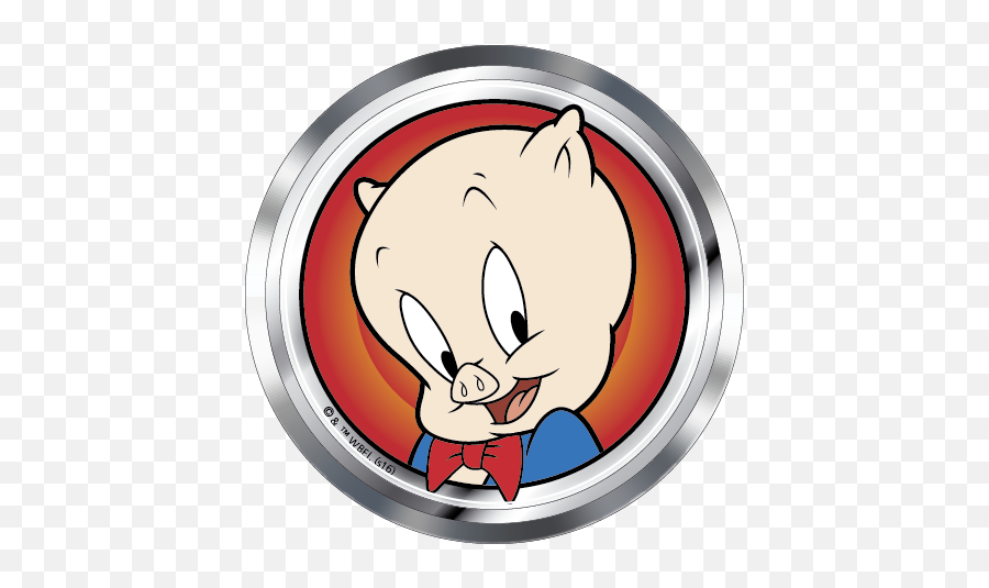 Looney Tunes Porky Pig Premium 3d Chrome Decal Sticker Emoji,Looney Toons Logo