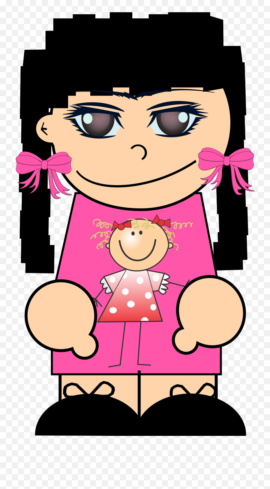 Black Haired Girl In A Pink Dress Clipart Free Download Emoji,Little Black Dress Clipart