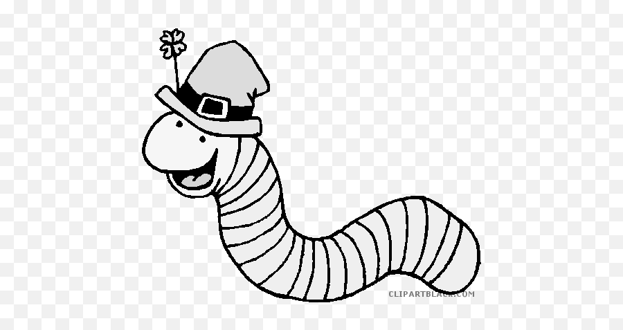 Funny Worm Animal Free Black White Clipart Images - Free Black And White Clipart St Patricks Day Emoji,Free St.patricks Day Clipart
