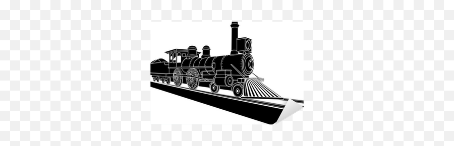 Vector Monochrome Illustration Of Old Steam Train Sticker Emoji,Train Front Clipart