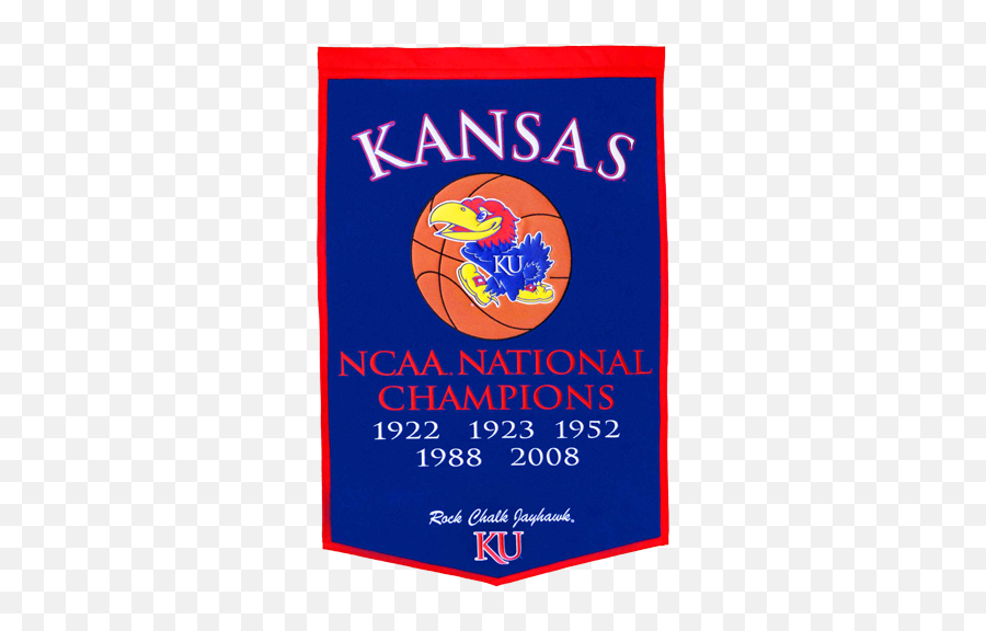 Kansas Jayhawks Basketball Championship Dynasty Banner - With Hanging Rod Emoji,Jayhawk Logo