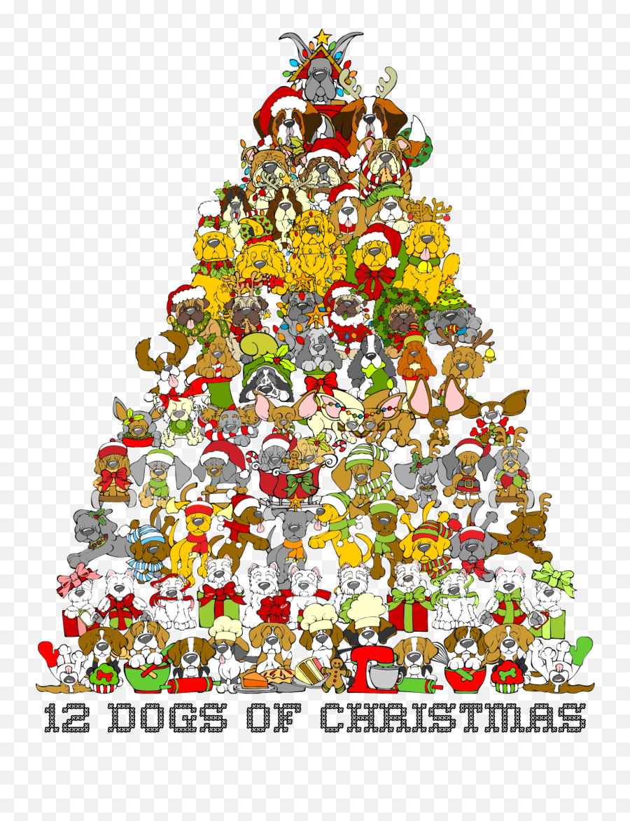 Show Your Holiday Spirit With The 12 Dogs Of Christmas - Holiday Shower Curtain Target Emoji,Christmas Dog Clipart
