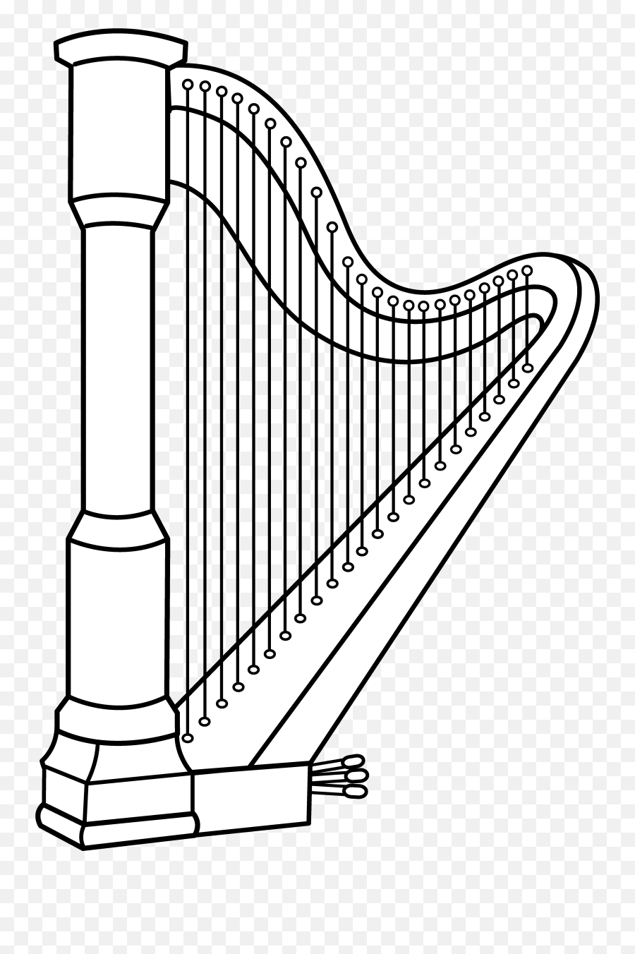 Musical Harp Line Art - Clip Art Harp Emoji,Music Clipart Black And White