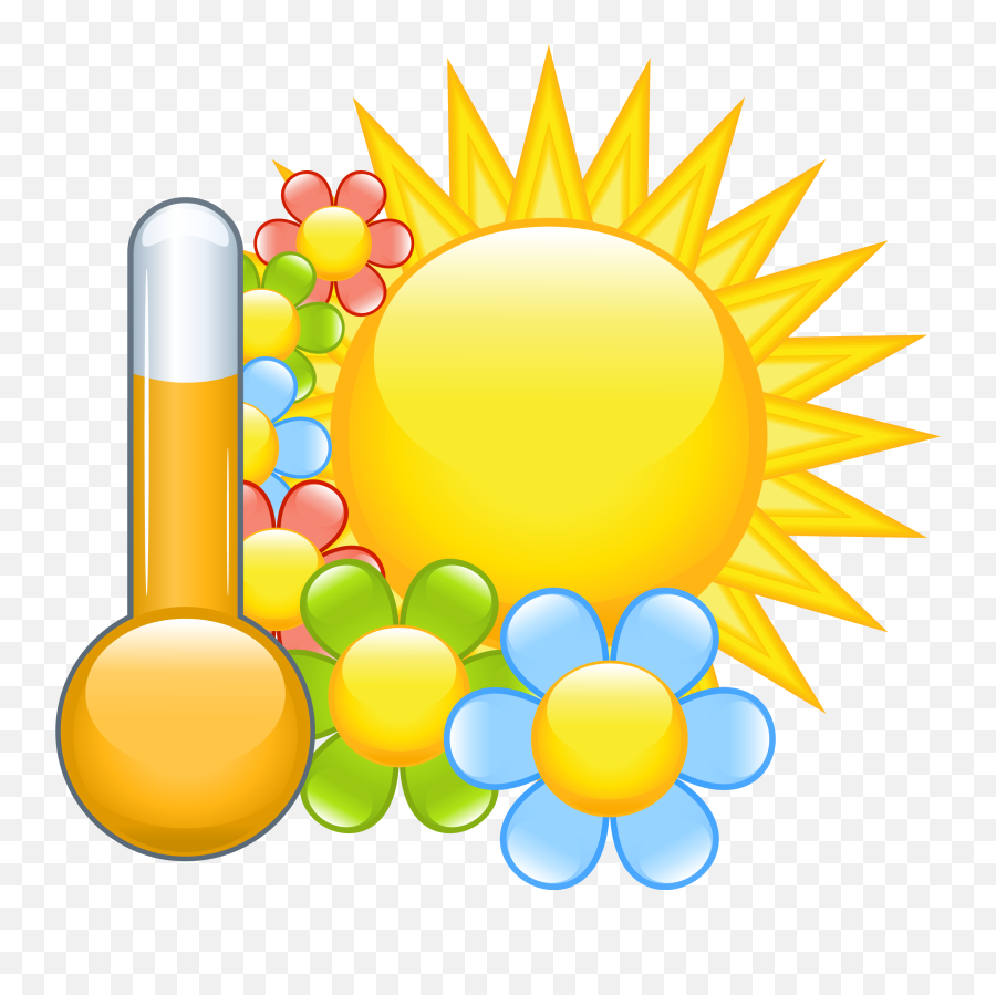 Clipart Of The Hot Temperature And Sun - Sun With Flower Clipart Emoji,Temperature Clipart