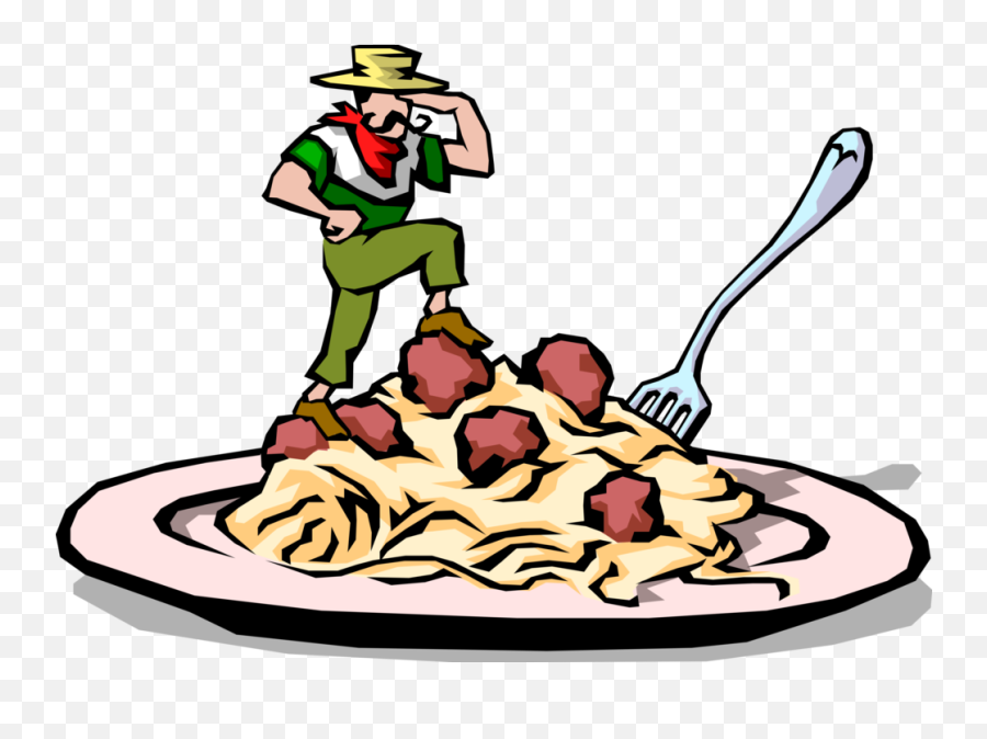 Vector Illustration Of Italian Cuisine Chef Conquers - Clip Pasta On Plate Drawing Emoji,Dinner Png