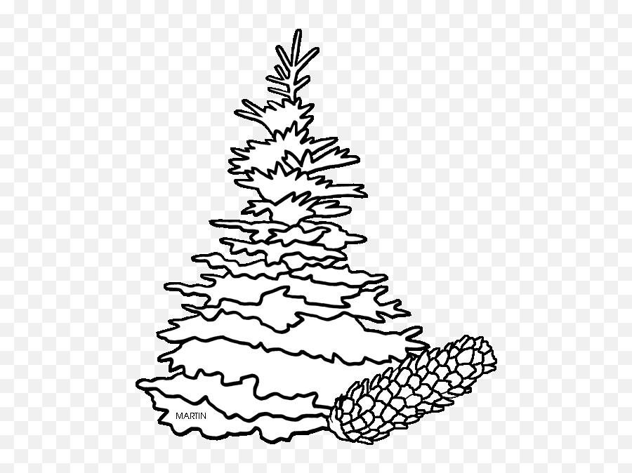 Drawn Pine Tree Black Hills Spruce - Spruce Tree Clip Art Drawing South Dakota State Tree Emoji,Pine Tree Clipart