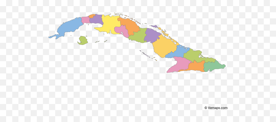 Outline Map Of Cuba With Provinces Free Vector Maps - Cuba Map Emoji,Cuban Flag Png