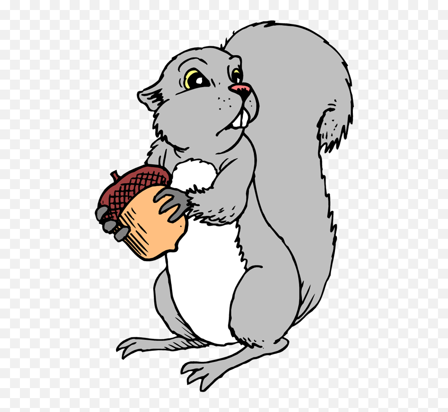 Download Cute Gray Squirrel Cartoon Character Holding A Emoji,Acorn Clipart Black And White